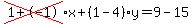 cross%281%2B-1%29%2Ax%2B%281-4%29%2Ay=9-15
