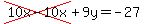 cross%2810x-10x%29%2B9y=-27