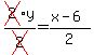cross%282%29y%2Fcross%282%29=%28x-6%29%2F2