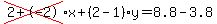 cross%282%2B-2%29%2Ax%2B%282-1%29%2Ay=8.8-3.8