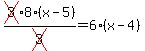 cross%283%29%2A8%28x-5%29%2Fcross%283%29=+6%28x-4%29