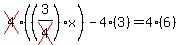 cross%284%29%28%283%2Fcross%284%29%29x%29-4%283%29=4%286%29