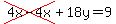 cross%284x-4x%29%2B18y=9