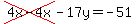 cross%284x-4x%29-17y=-51