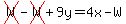 cross%28W%29-cross%28W%29%2B9y=4x-W