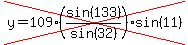 cross%28y=109%28sin%28133%29%2Fsin%2832%29%29sin%2811%29%29