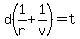 d%281%2Fr%2B1%2Fv%29=t