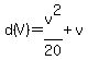 d%28V%29=v%5E2%2F20%2Bv