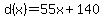 d%28x%29=55x%2B140