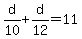 d%2F10%2Bd%2F12=11