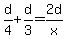d%2F4%2Bd%2F3=2d%2Fx