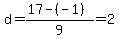 d=%2817-%28-1%29%29%2F9=2