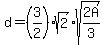 d=%283%2F2%29sqrt%282%29sqrt%282A%2F3%29