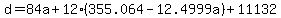 d=+84a+%2B+12%28355.064+-+12.4999a%29%2B+11132