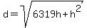 d=+sqrt%286319h%2Bh%5E2%29