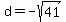 d=-sqrt%2841%29