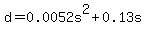 d=0.0052s%5E2+%2B+0.13s