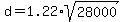 d=1.22+%2Asqrt%2828000%29