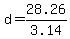 d=28.26%2F3.14