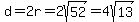 d=2r=2sqrt%2852%29=4sqrt%2813%29