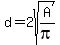 d=2sqrt%28A%2Fpi%29