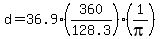 d=36.9%28360%2F128.3%29%281%2Fpi%29