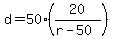 d=50%2820%2F%28r-50%29%29
