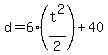 d=6%28t%5E2%2F2%29%2B40