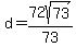 d=72sqrt%2873%29%2F73