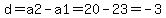 d=a2-a1=20-23=-3