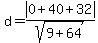 d=abs%280%2B40%2B32%29%2Fsqrt%289%2B64%29
