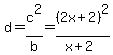 d=c%5E2%2Fb=%282x%2B2%29%5E2%2F%28x%2B2%29