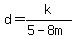 d=k%2F%285+-+8m%29