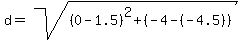 d=sqrt%28%280-1.5%29%5E2%2B%28-4-%28-4.5%29%29%29