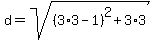 d=sqrt%28%283%2A3-1%29%5E2%2B3%2A3%29