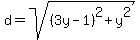 d=sqrt%28%283y-1%29%5E2%2By%5E2%29