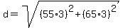 d=sqrt%28%2855%2A3%29%5E2%2B%2865%2A3%29%5E2%29