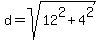 d=sqrt%2812%5E2%2B4%5E2%29