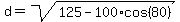 d=sqrt%28125-100%2Acos%2880%29%29