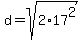 d=sqrt%282%2A17%5E2%29