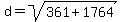 d=sqrt%28361%2B1764%29