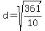 d=sqrt%28361%2F10%29