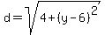 d=sqrt%284%2B%28y-6%29%5E2%29