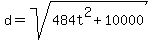 d=sqrt%28484t%5E2%2B10000%29
