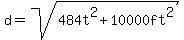 d=sqrt%28484t%5E2%2B10000ft%5E2%29
