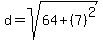 d=sqrt%2864%2B%287%29%5E2%29