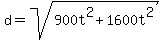 d=sqrt%28900t%5E2%2B1600t%5E2%29
