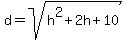 d=sqrt%28h%5E2%2B2h%2B10%29