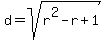 d=sqrt%28r%5E2-r%2B1%29