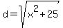 d=sqrt%28x%5E2%2B25%29